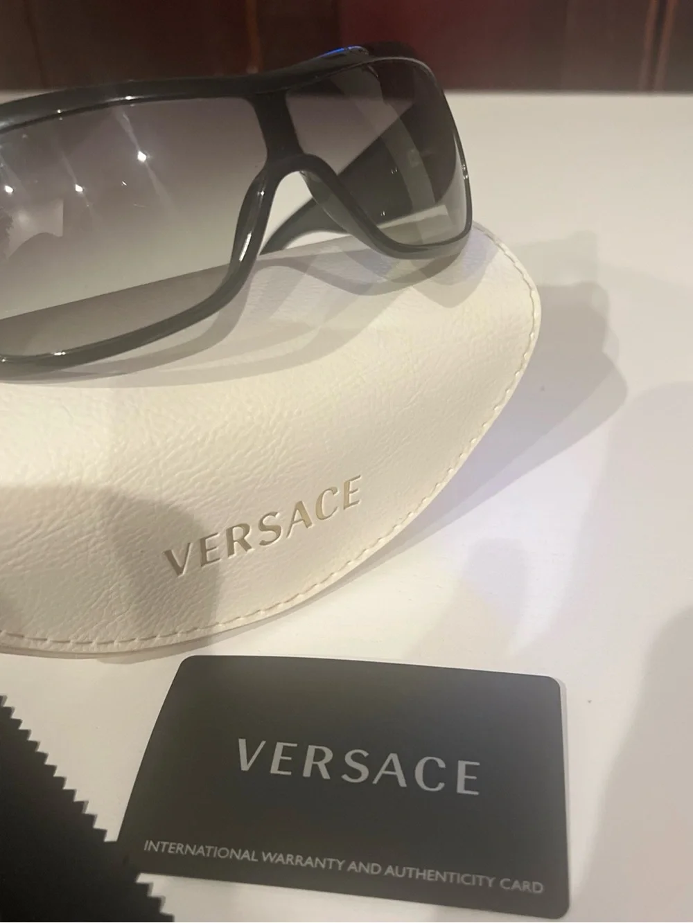 VINTAGE Y2K VERSACE Wrap Around SUNGLASSES With Case 90’s 80’s Black